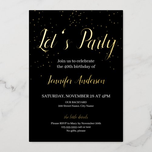 Birthday Party Foil Invitation