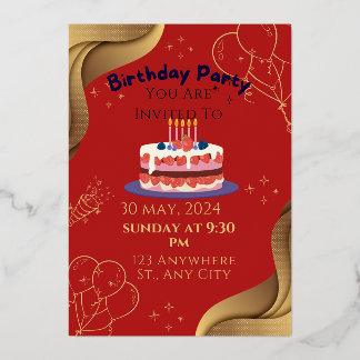 Birthday Party Foil Invitation
