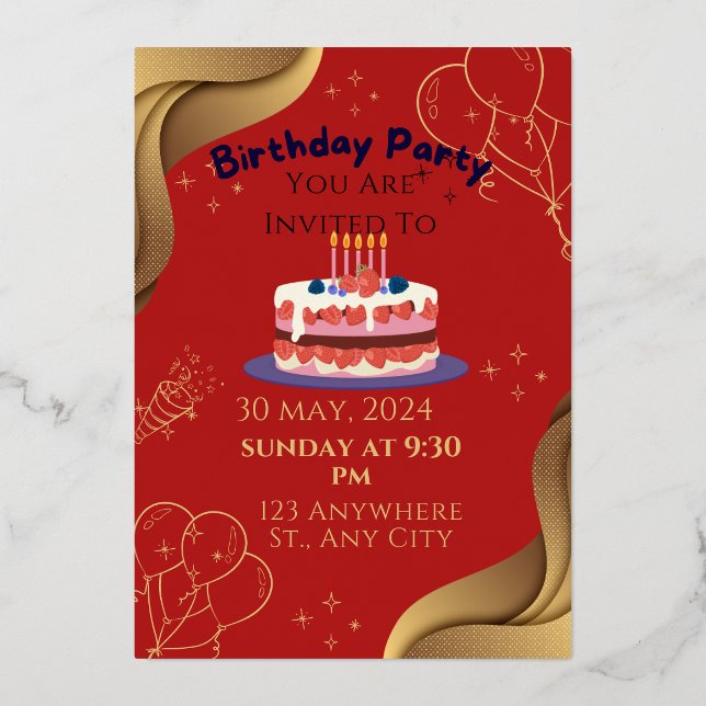 Birthday Party Foil Invitation (Front)