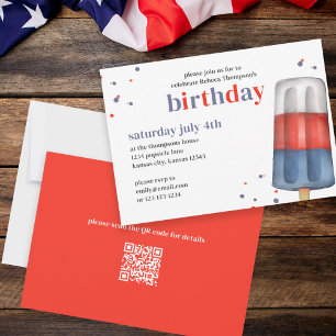 Birthday Party Fourth of July Custom Invitation