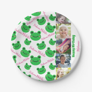 Birthday Party Frog Theme Photo / Text Paper Plates