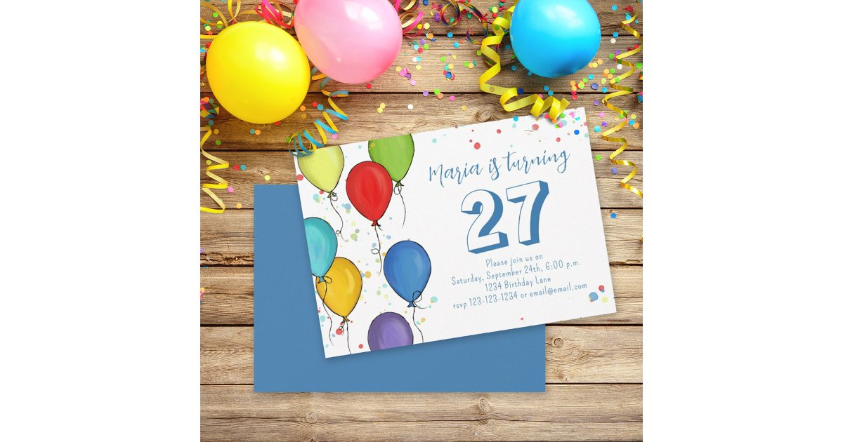 Birthday Party Fun Celebration Balloons Confetti Invitation | Zazzle