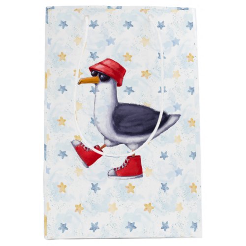 Birthday Party Fun Cute Seagull Bird  Wrapping Pap Medium Gift Bag