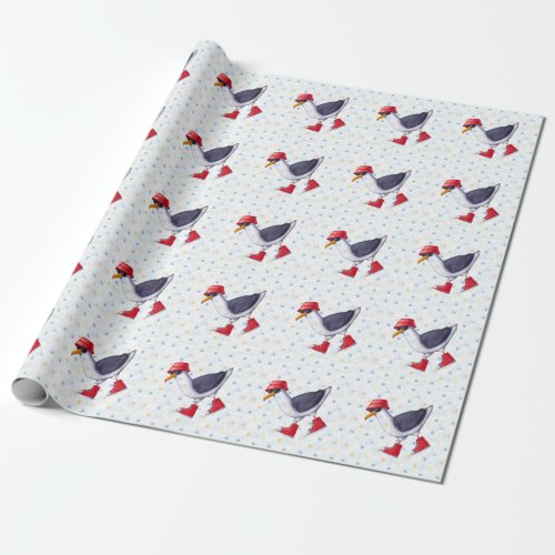 Birthday Party Fun Cute Seagull Bird  Wrapping Paper