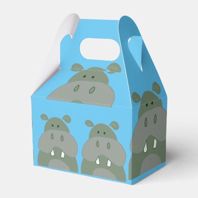 birthday party fun hippo  favor boxes (Front Side)