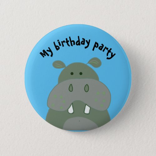 birthday party fun hippo my birthday party button