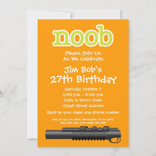 Birthday Party - Funny Noob Gamer Personalized Invites