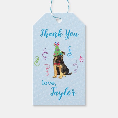 Birthday Party German Shepherd Thank You Gift Tags