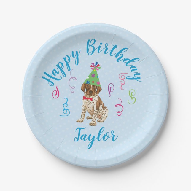 Birthday Party German Shorthaired Pointer Paper Plates (Front)