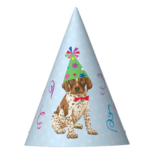 Birthday Party German Shorthaired Pointer Party Hat (Front)
