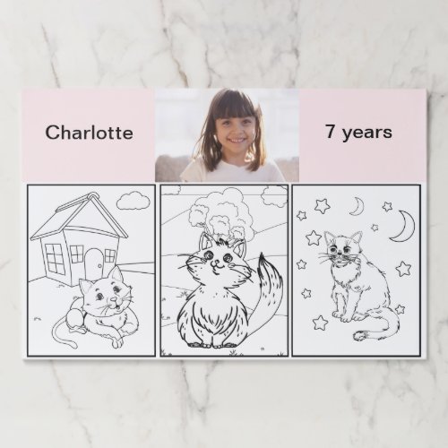 Birthday party girl cats coloring place mat