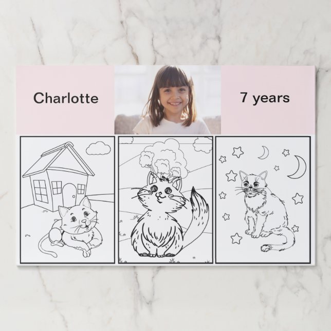 Birthday party girl cats coloring place mat (Front)