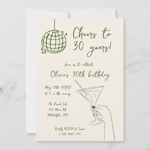 Birthday Party Girl Cocktail Disco invitation