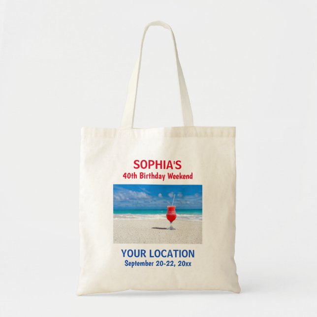 Birthday Party Girls Tropical Beach Trip Tote Bag (Front)