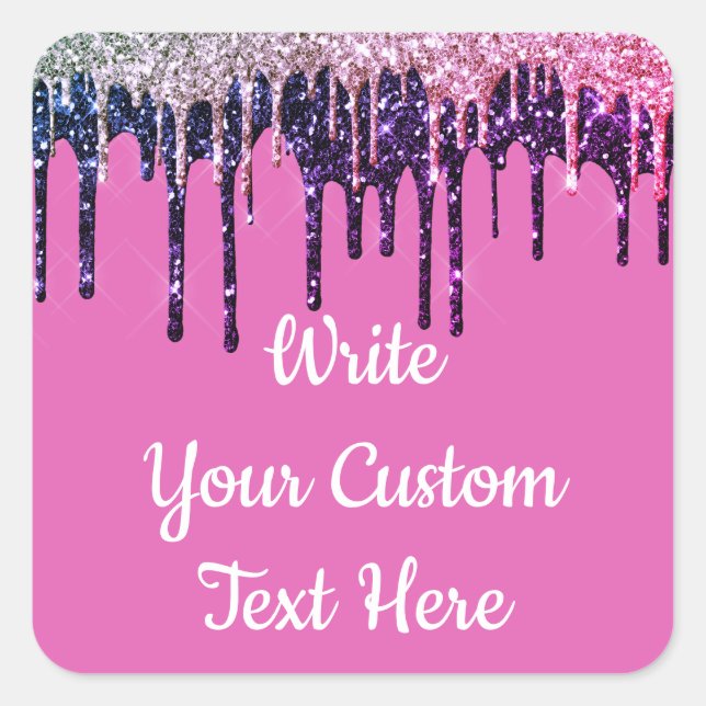 Birthday Party Girly Quinceanera Sweet 16 18 Favor Square Sticker (Front)