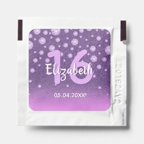 Birthday party glitter purple pink luxurious hand sanitizer packet