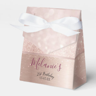 birthday party glitter rose gold metallic name  favor boxes