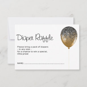 Birthday Party Glitz Glam Balloon Diaper Raffle Invitation