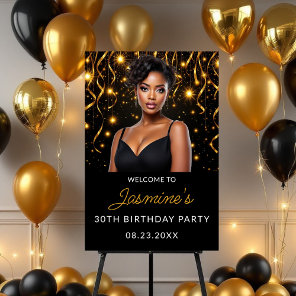 Birthday Party Gold and Black Photo Instagram  Foam Board