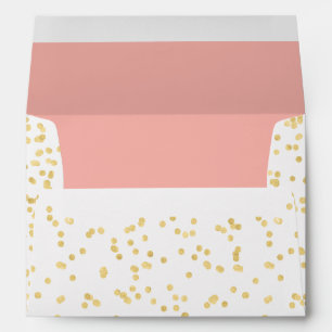 Birthday Party Gold Faux Foil Confetti Blush Pink Envelope