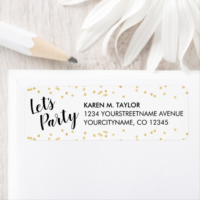 Birthday Party Gold Faux Foil Confetti White Label (Insitu)