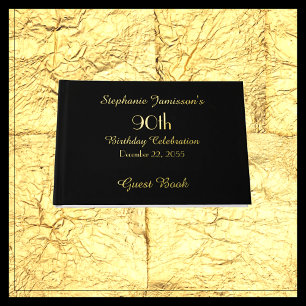 Birthday Party Gold FOIL on Black Cover Memory Foil Guest Book