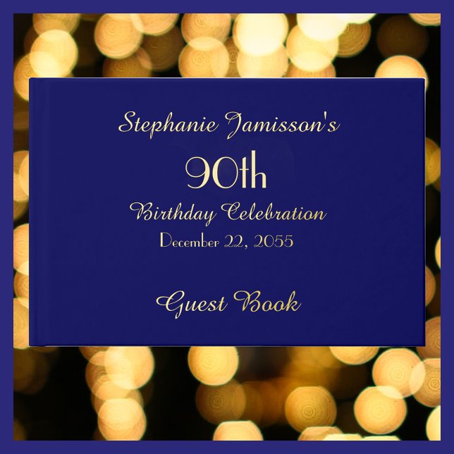 Birthday Party Gold FOIL on Navy Blue Memory Guest Book (Creator Uploaded)