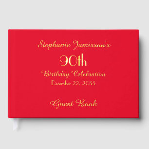 Birthday Party Gold FOIL on Red Memory Guest Book