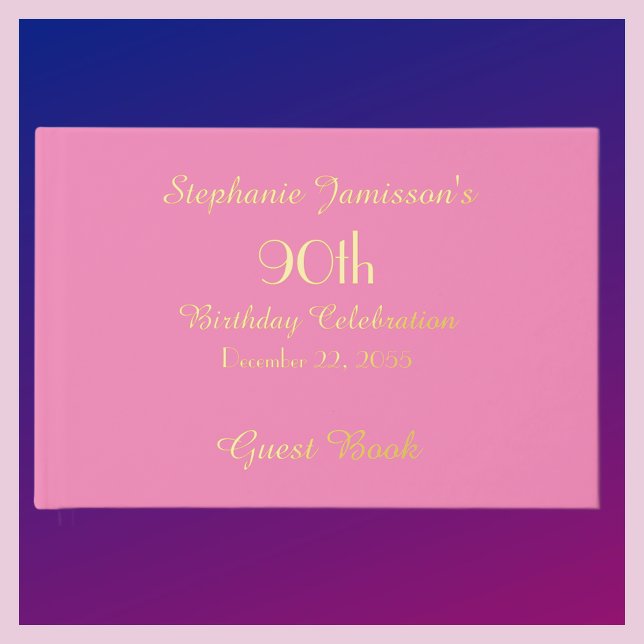 Birthday Party Gold FOIL Pink Memory Foil Guest Book (Creator Uploaded)