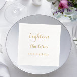 Birthday party gold foil script name foil napkins<br><div class="desc">Personalize and add your name,  and age.  Real gold foil text.  White background.</div>