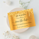 Birthday party gold glitter drips save the date<br><div class="desc">A girly and trendy Save the Date card for a 40th (or any age) birthday party. A faux gold background decorated with faux glitter drips, paint dripping look. Personalize and add a date and name/age 40. Black colored letters. The text: Save the Date is written with a large trendy hand...</div>
