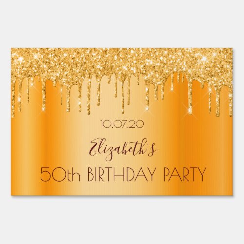 Birthday party gold glitter sparkle glam drive_by sign