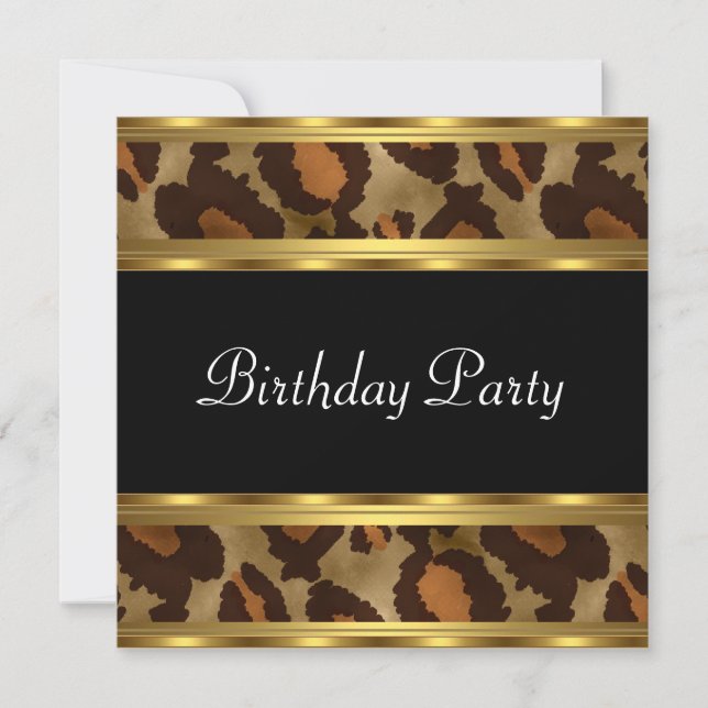Birthday Party Gold Leopard Invitation (Front)