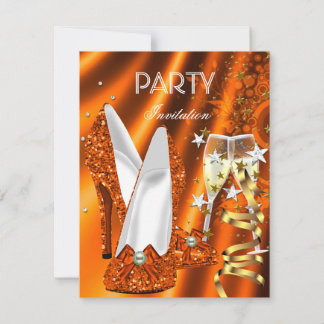 Birthday Party Gold Orange Yellow Shoes Invitation