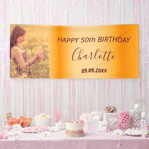 Birthday party gold photo banner