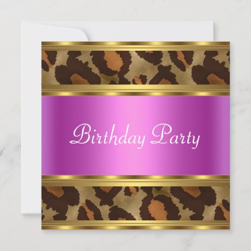 Birthday Party Gold Pink Leopard Invitation
