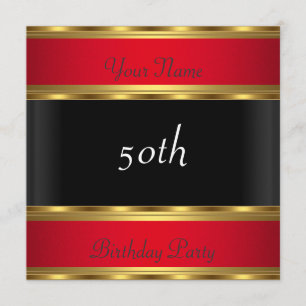 Birthday Party Gold Red Black Invitation