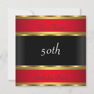 Birthday Party Gold Red Black Invitation