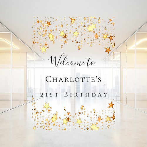 Birthday party gold stars welcome window cling