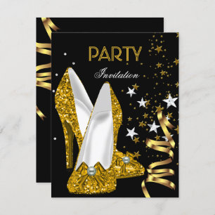Birthday Party Gold Yellow Shoes Invitation