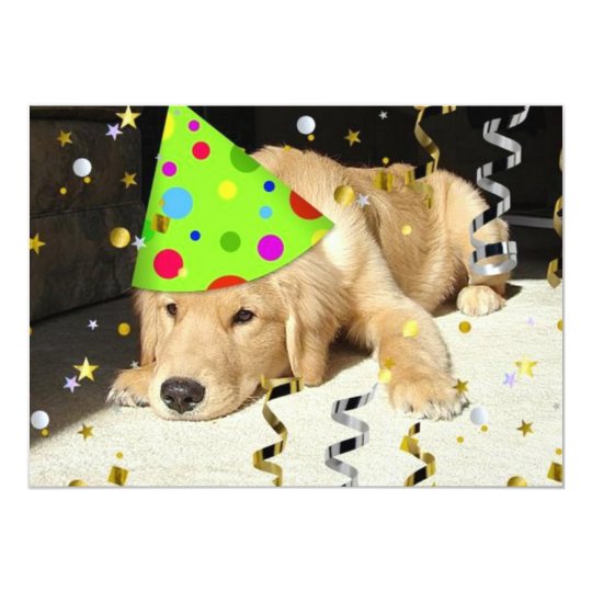 Birthday Party Golden Retriever Invitation | Zazzle.com