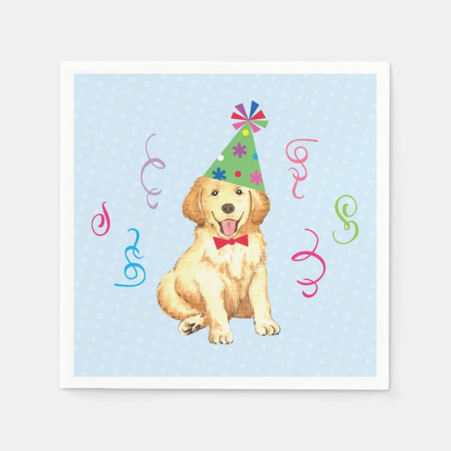 Birthday Party Golden Retriever Napkins (Front)