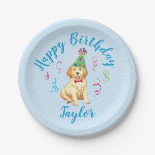 Birthday Party Golden Retriever Paper Plates