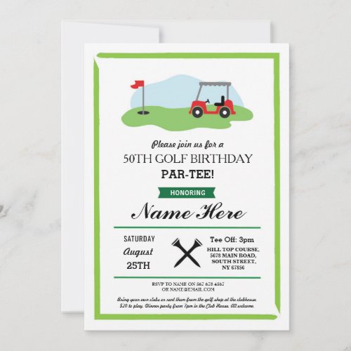 Birthday Party Golf Any Age 50th 60th Invitation