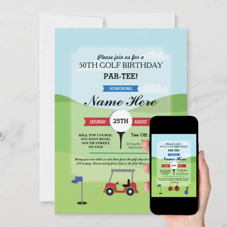 Birthday Party Golf Any Age Golfing Invitation | Zazzle