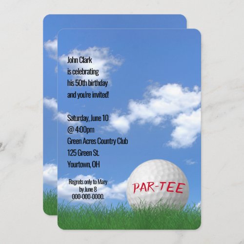 Birthday Party Golf Ball in Grass Invitation