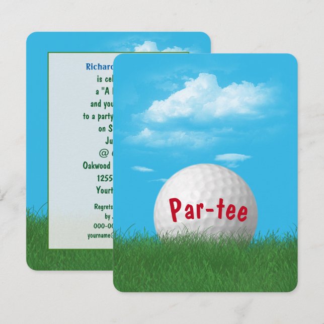 Birthday Party Golf Ball Invitation (Front/Back)