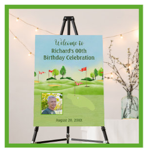 Birthday Party Golf Guy Photo Welcome   Foam Board