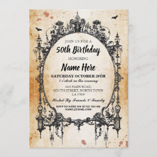 Birthday Party Gothic Frame Invite Halloween