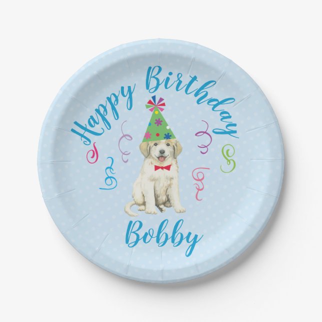 Birthday Party Great Pyrenees Paper Plates (Front)